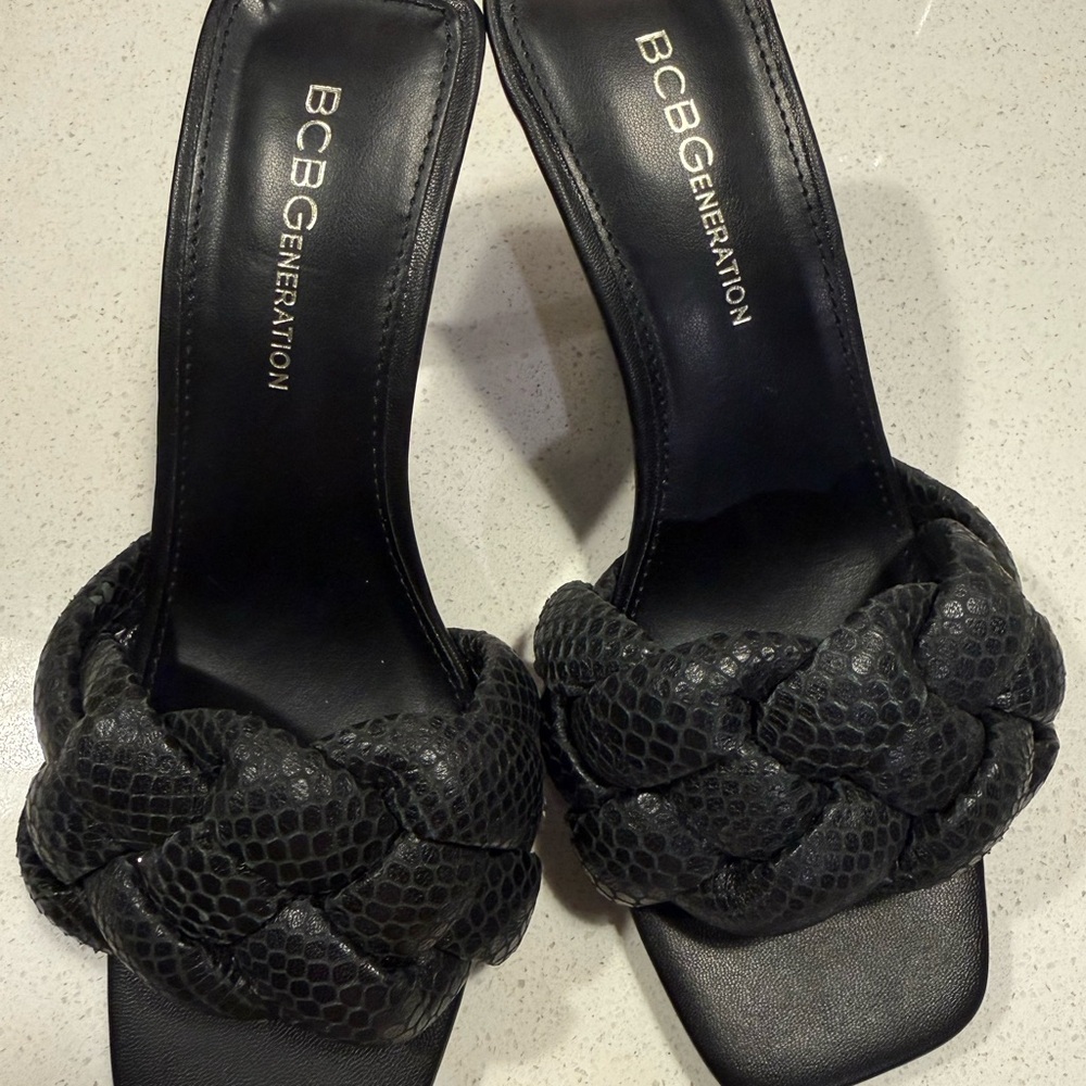 BCBGeneration Black Braided Heels